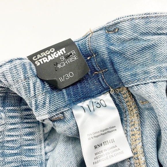 NEW Simple Society Super High Rise Cargo Straight denim jeans - Picture 7 of 7